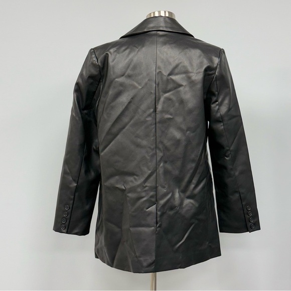NWT Rebecca Minkoff Vegan Lambskin Leather Blazer Size M Black Single Breasted - Picture 3 of 12